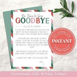 Editable Christmas Elf Departing Printable Letter | Goodbye Christmas Elf Ideas Self Editable TEMPLATE Green 905
