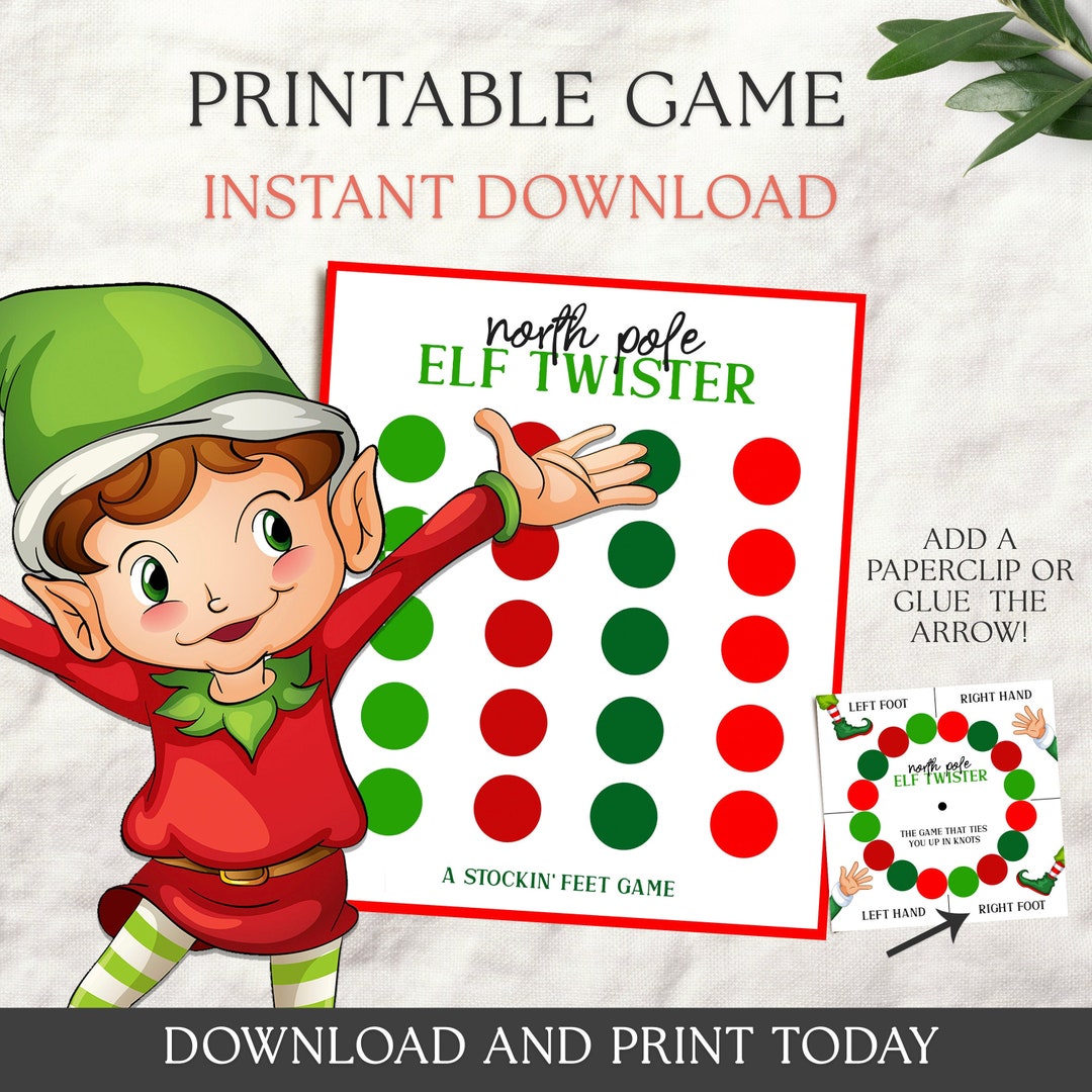 Printable Christmas Elf Game Twister Easy Elf Ideas Christmas | Instant ...
