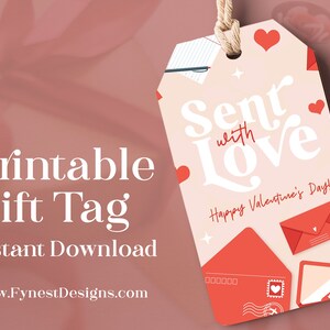 Afdrukbare Vday verzonden met liefde Valentijnsdag cadeaukaartje | Valentines vriend collega gunst Tag enveloppen DIY Valentines Instant Download 2407