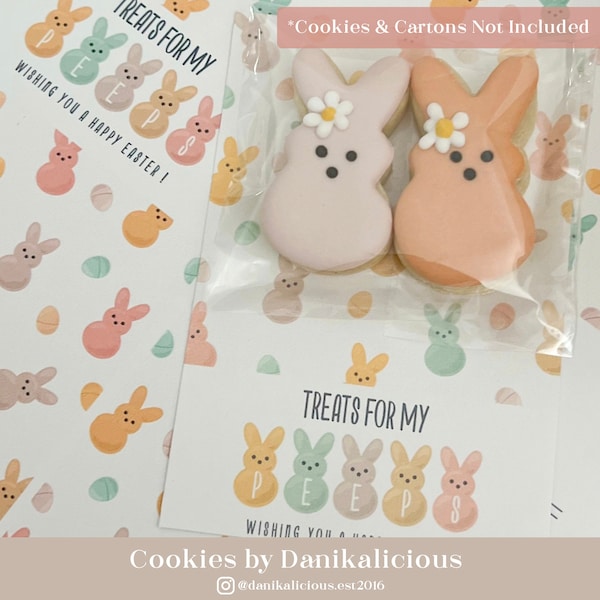 Treats For My Peeps Easter Cookie Card | Boho Easter Favor Cookie Bussiness Ideas Printable Easy Classroom Digital Instant Download DIY 1003