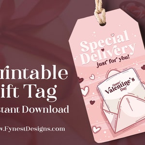 Afdrukbare Vday speciale bezorging Valentijnsdag cadeaukaartje | Valentines vriend collega gunst Tag envelop Valentines Instant Download 2407