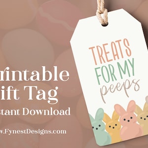 Easter Basket Gift Tag Treats For My Peeps | Boho Happy Easter Printable Gift Tags | Snack Gift 80s Bunny Favor Instant Download 1003