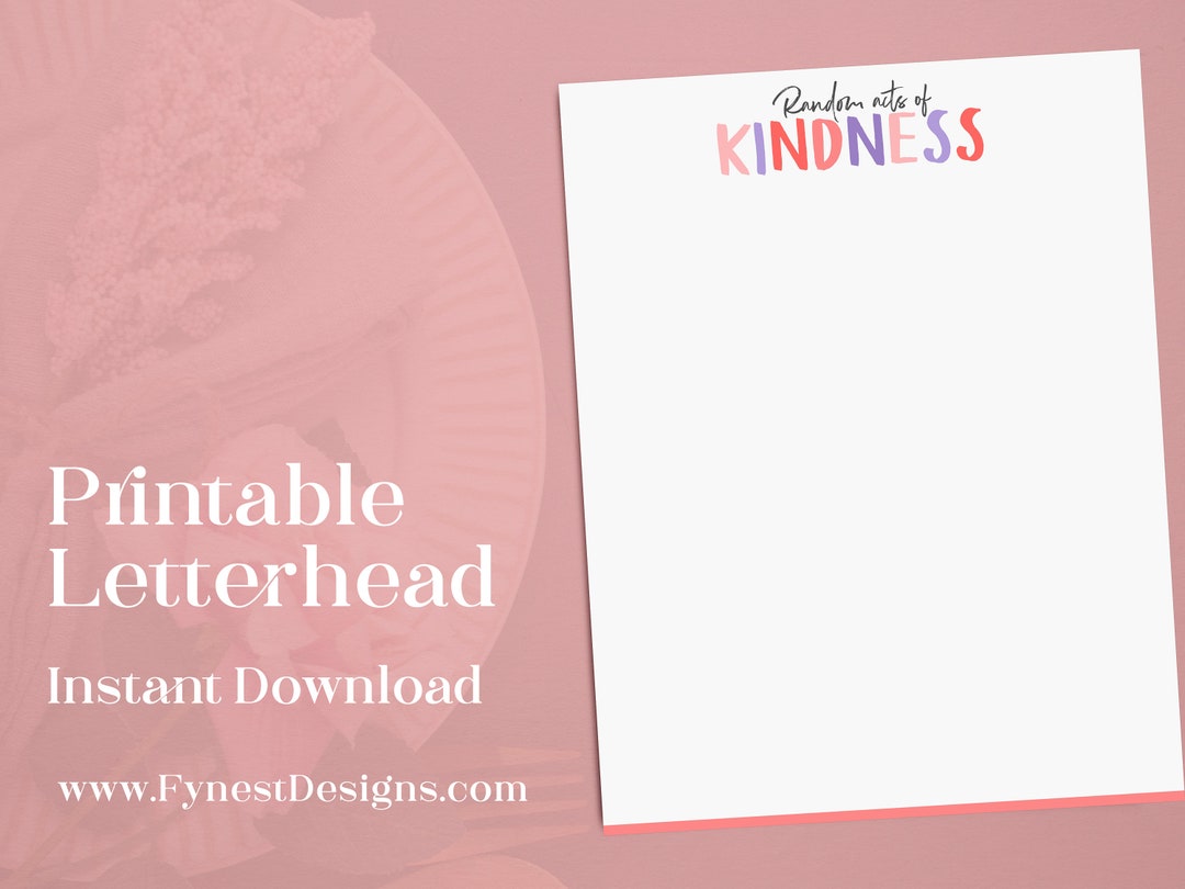 Random Act of Kindness Letterhead Valentines Day Printable PDF ...