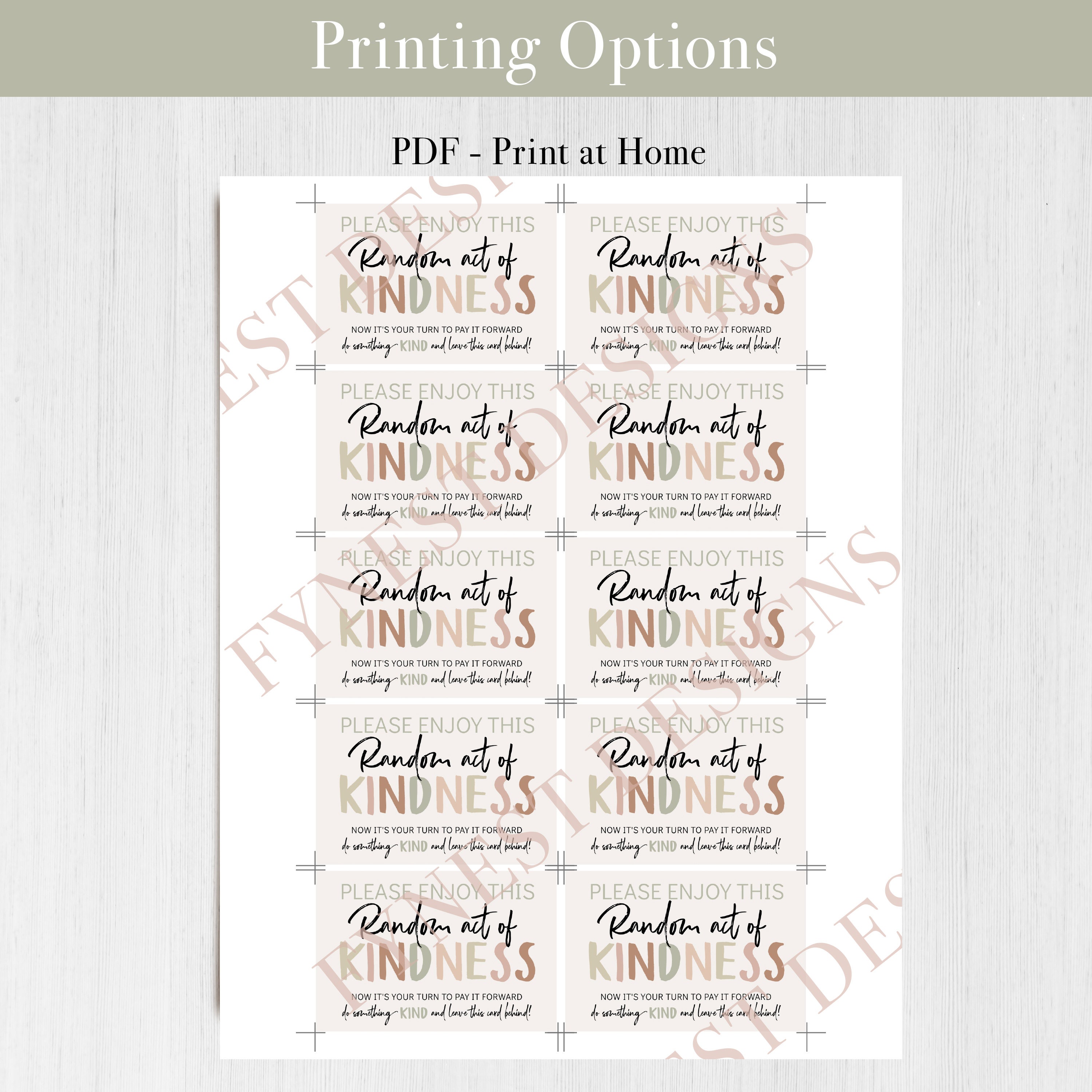 Random Act of Kindness Printable Card | Instant Download Pay It Forward ...