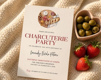 Charcuterie Party DIY Invitation, Romantic Garden Bridal Shower | Editable Canva Template Printable | 1509