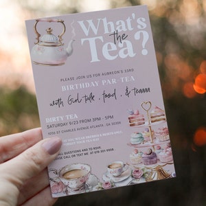 Bearbeitbar was ist die Teeparty Einladung Vorlage Aquarell Pastell Antik High Tea Cupcake Brautdusche Brunch Geburtstag Idee 1116