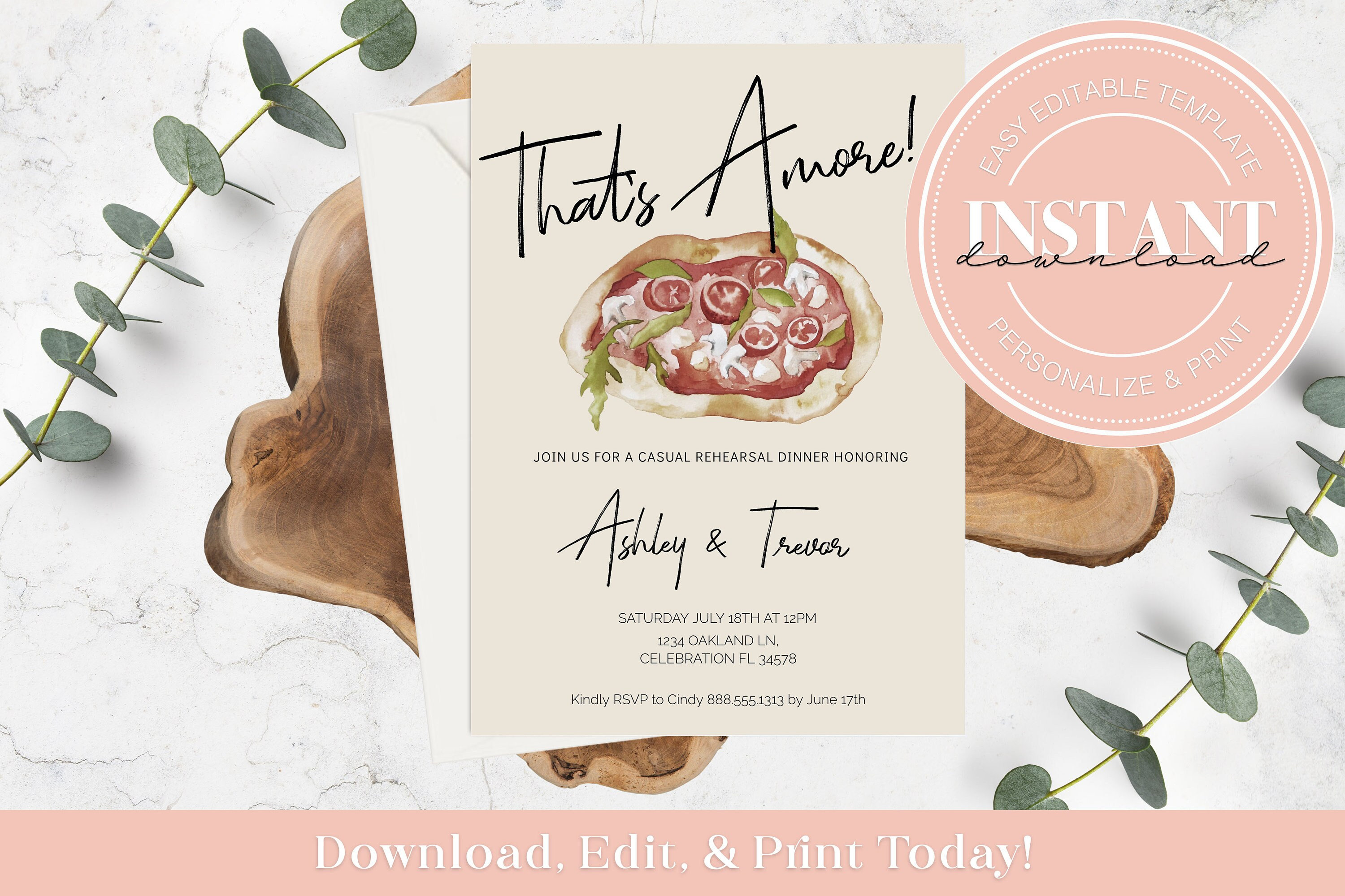 Editable Thats Amore Pizza Couple Shower Invitation Pizza Etsy UK