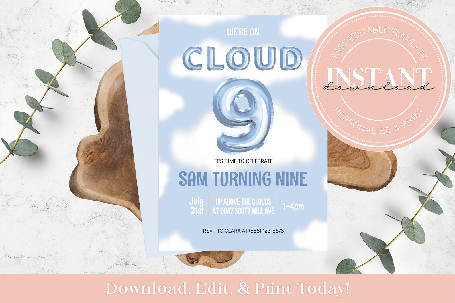 editable-blue-cloud-9-birthday-party-invitation-dream-etsy