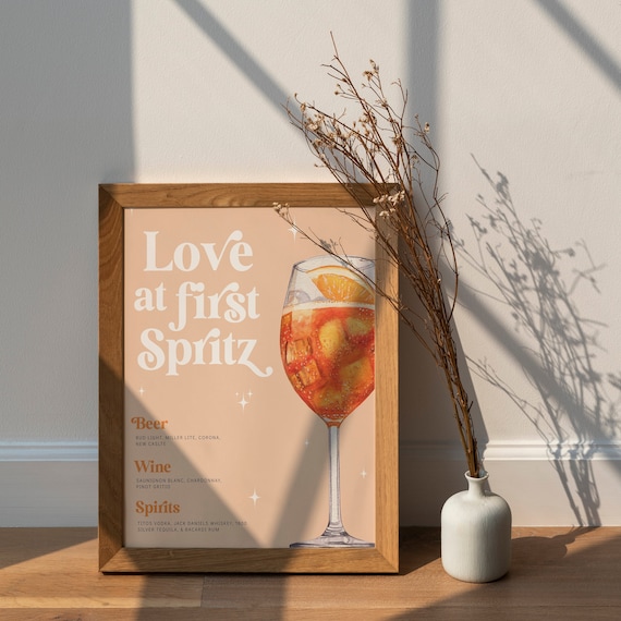 Editable Bridal Shower Love at First Spritz Bar Sign Aperol Spritz
