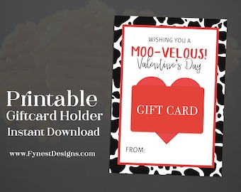 Printable Vday Giftcard Holder  | Chicken Fast Food Cow Teacher Gift Idea Printable Valentines Classroom Card Download Non Candy VDay 2703