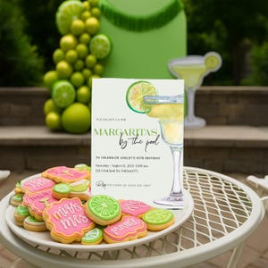 Editable Watercolor Margaritas by the pool Invitation Template | Cocktails Self Editable Birthday Watercolor MargaritaPool Party Invite 2804