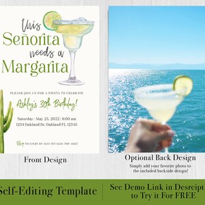Editable This Señorita Needs a Margarita Birthday Invitation Fiesta ...