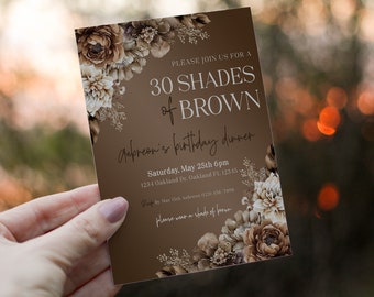 Editable Melanin Birthday Party Invitation Template Watercolor 30 Shades of Brown Neutral Floral Bridal Shower Brunch Idea 1117