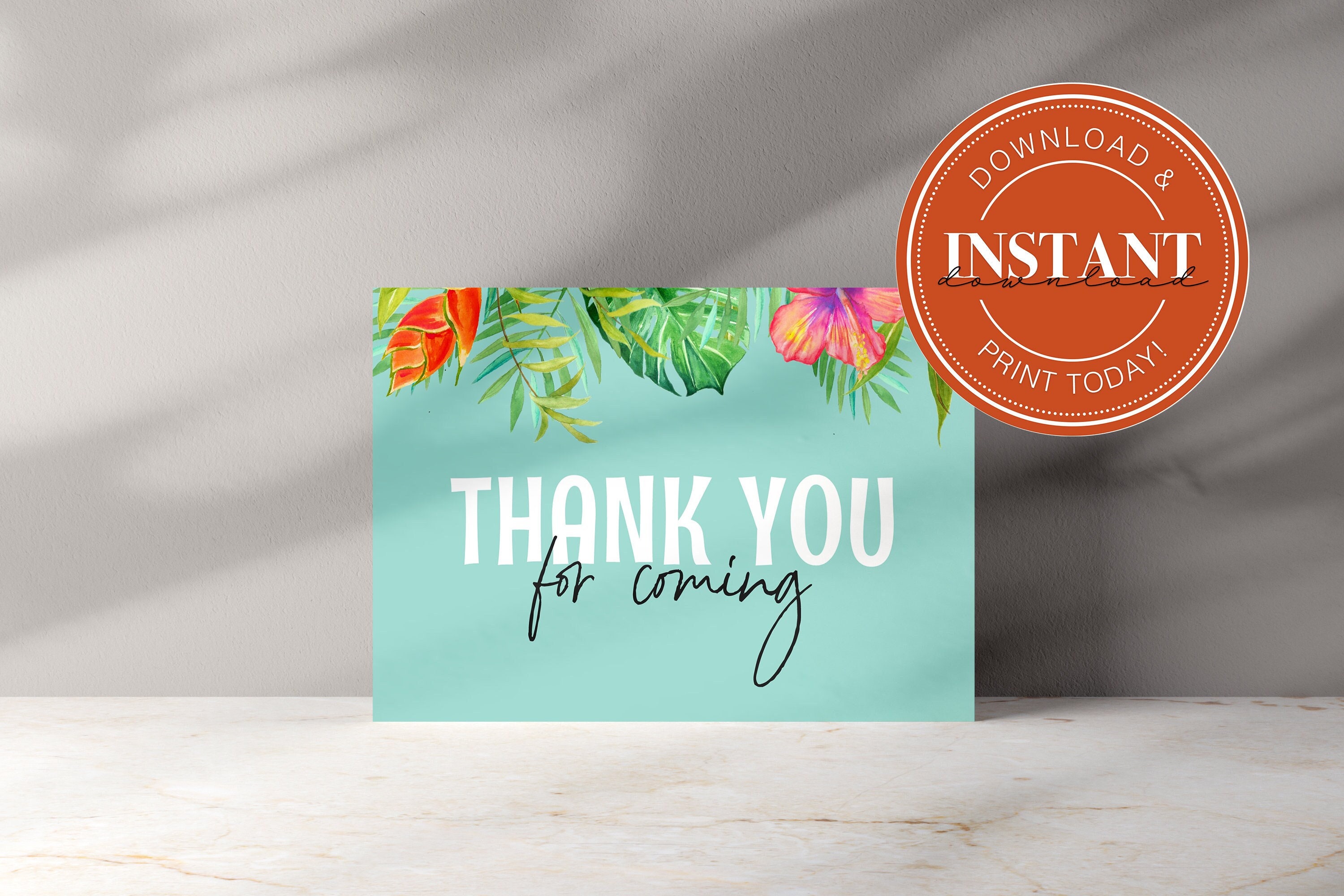 Printable Thank You for Coming Birthday Card Bridal Shower Etsy