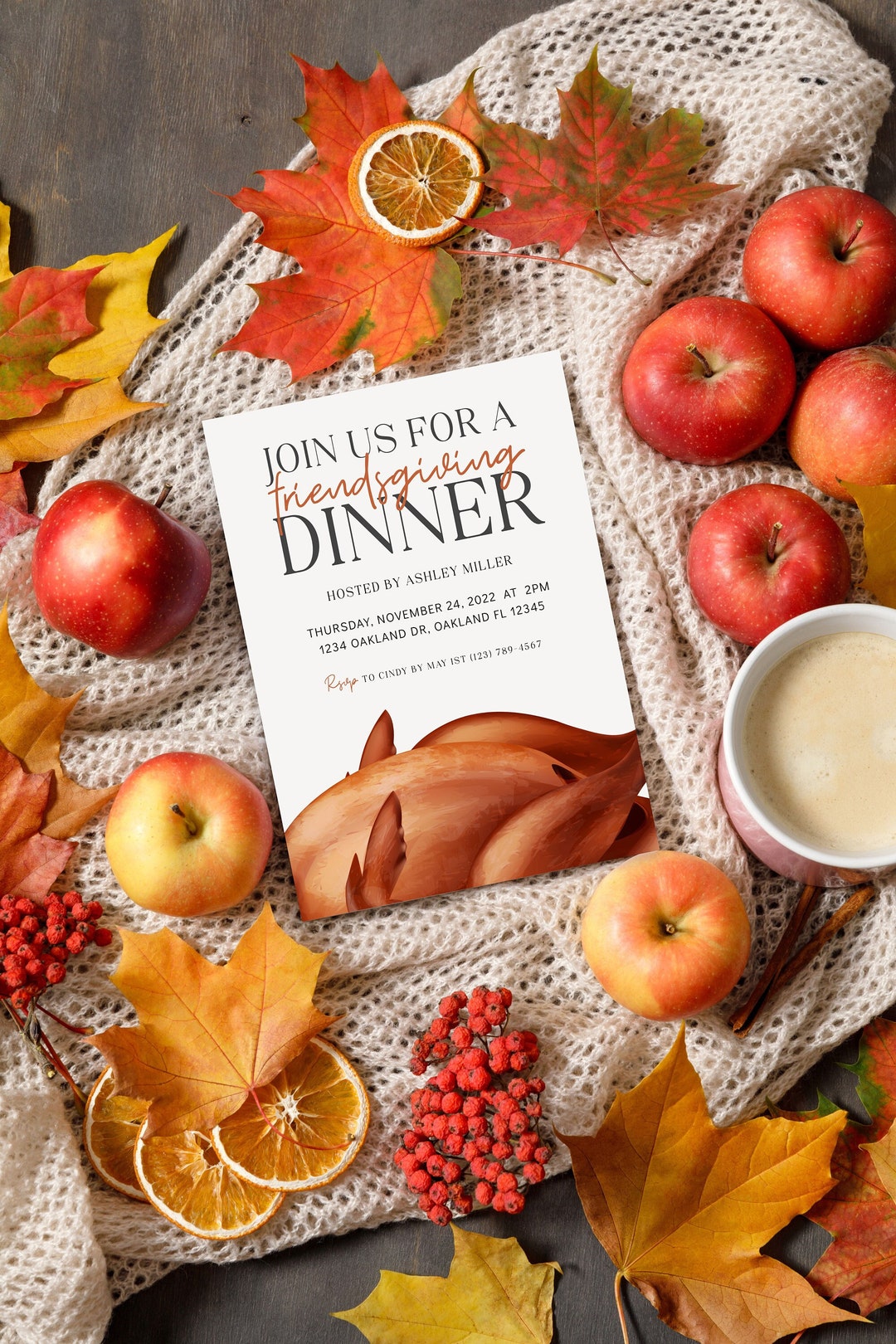 Fresh Look at Editable Join Us For Friendsgiving Dinner Watercolor Turkey
