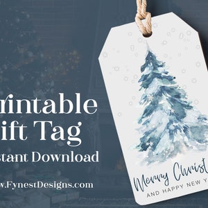 Christmas Printable Gift Tags | Blue Grey White Christmas Instant Download Holiday Gift Tags | Merry Christmas Gift Tags 903