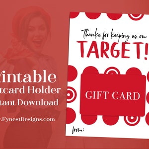 Printable Gift Card Idea Employee Teacher Appreciation Giftcard Holder DIY Thank You For Keeping us On Target Giftcard Instant Download 2704
