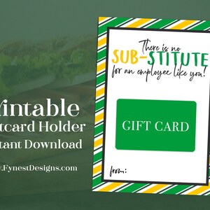Porta-cartão-presente para inscrições de funcionários para impressão | Apreciação do funcionário para impressão Substituto DIY para um funcionário como você Download instantâneo 2705