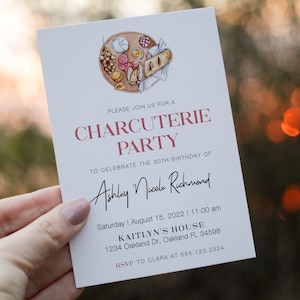 Editable Charcuterie Party DIY Invitation | Cheese Wine Board Girls Night Bridal Shower Invite | Hen&#39;s Night | Wine and Cheese Birthday 1509