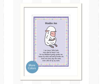 Child's Verse Art Print,  Nursery Prayer, Child's Hymn, Religious, Child's Prayer Print, Jesus Little Lamb (B232)