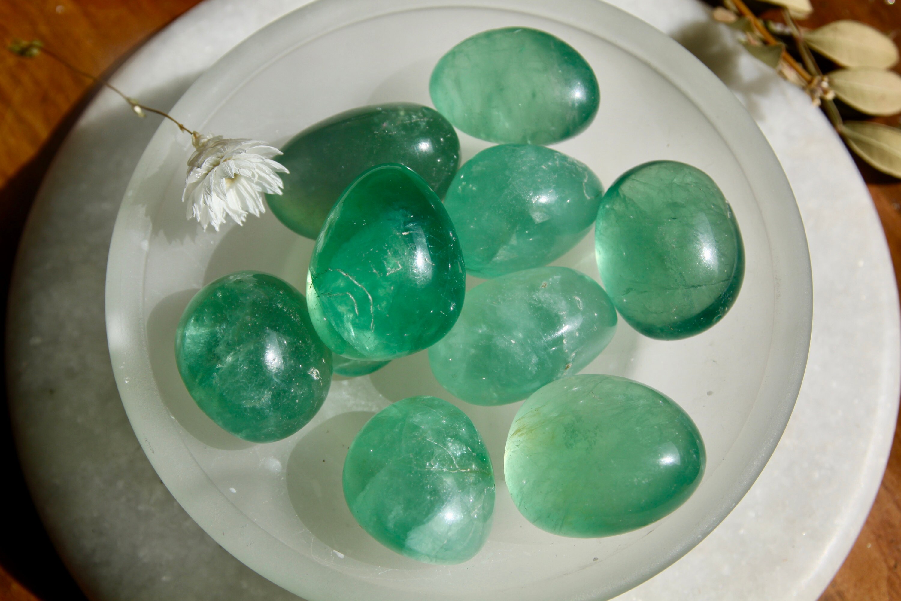 Fluorite Verte Roulée Qualité Aa/Lithothérapie Fluorine Protection et Concentration