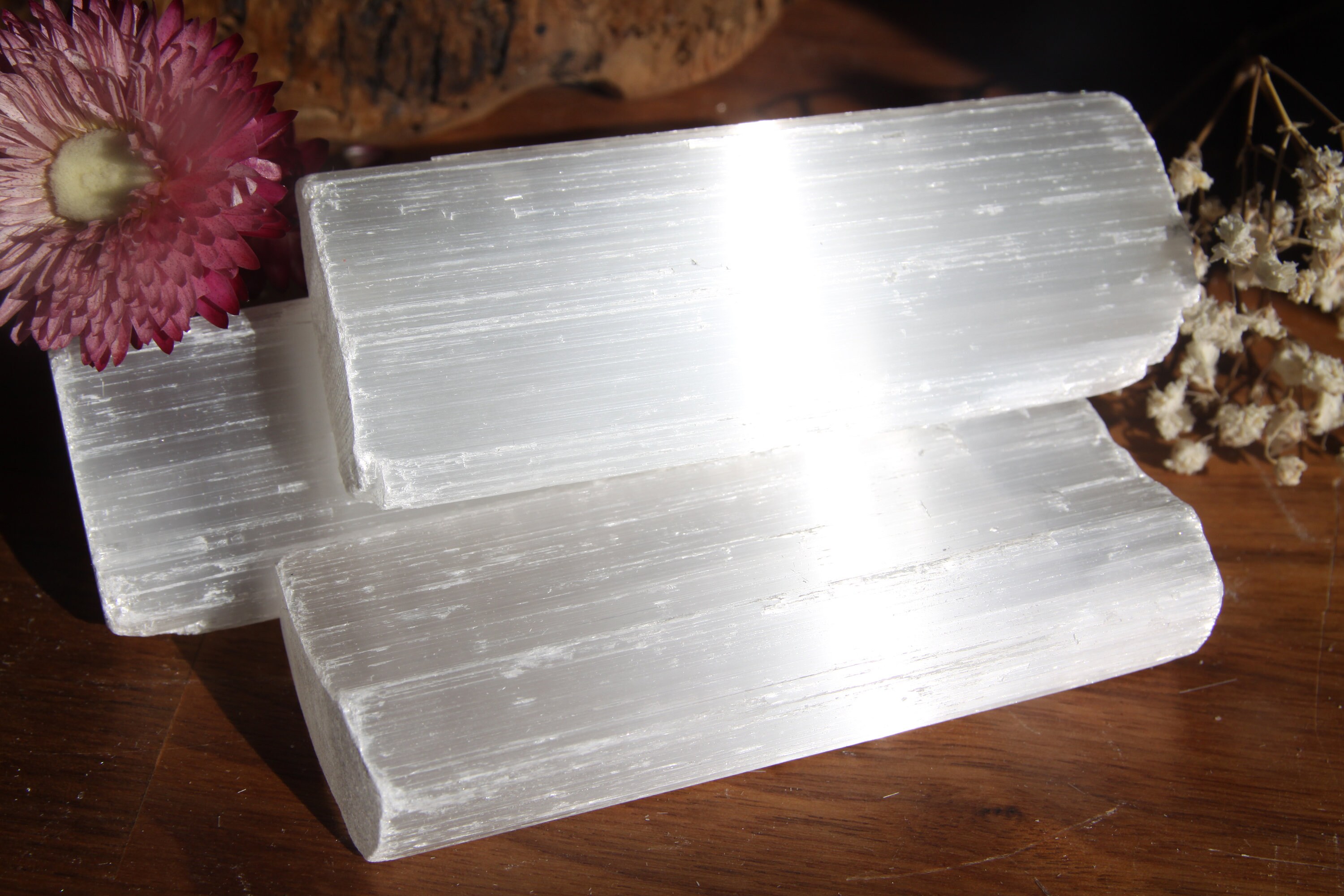 Morceau de Sélénite Brute - Forme Libre Lithothérapie Apaise et Détend-Lot Selenite