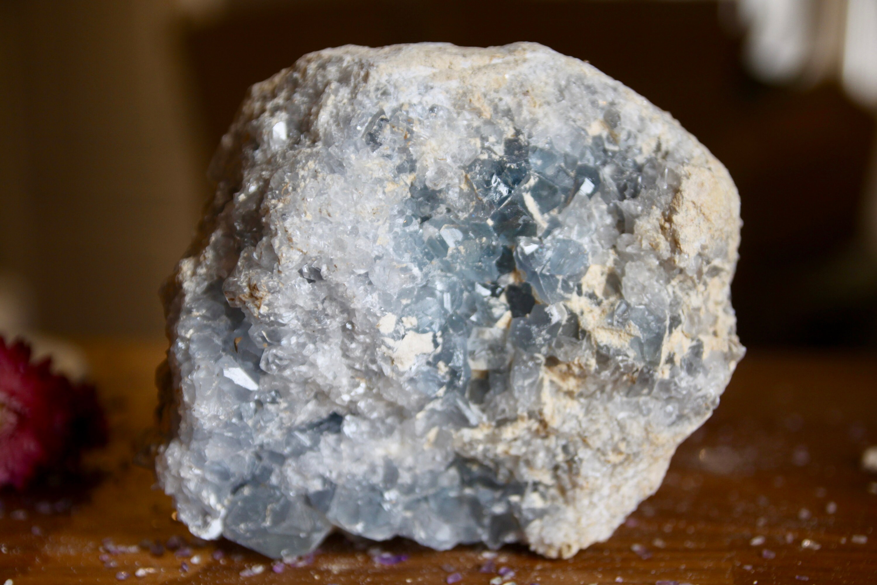 Grosse Géode Célestite Bleue 1500G/ Apaisement et Sommeil Calme/Célestine