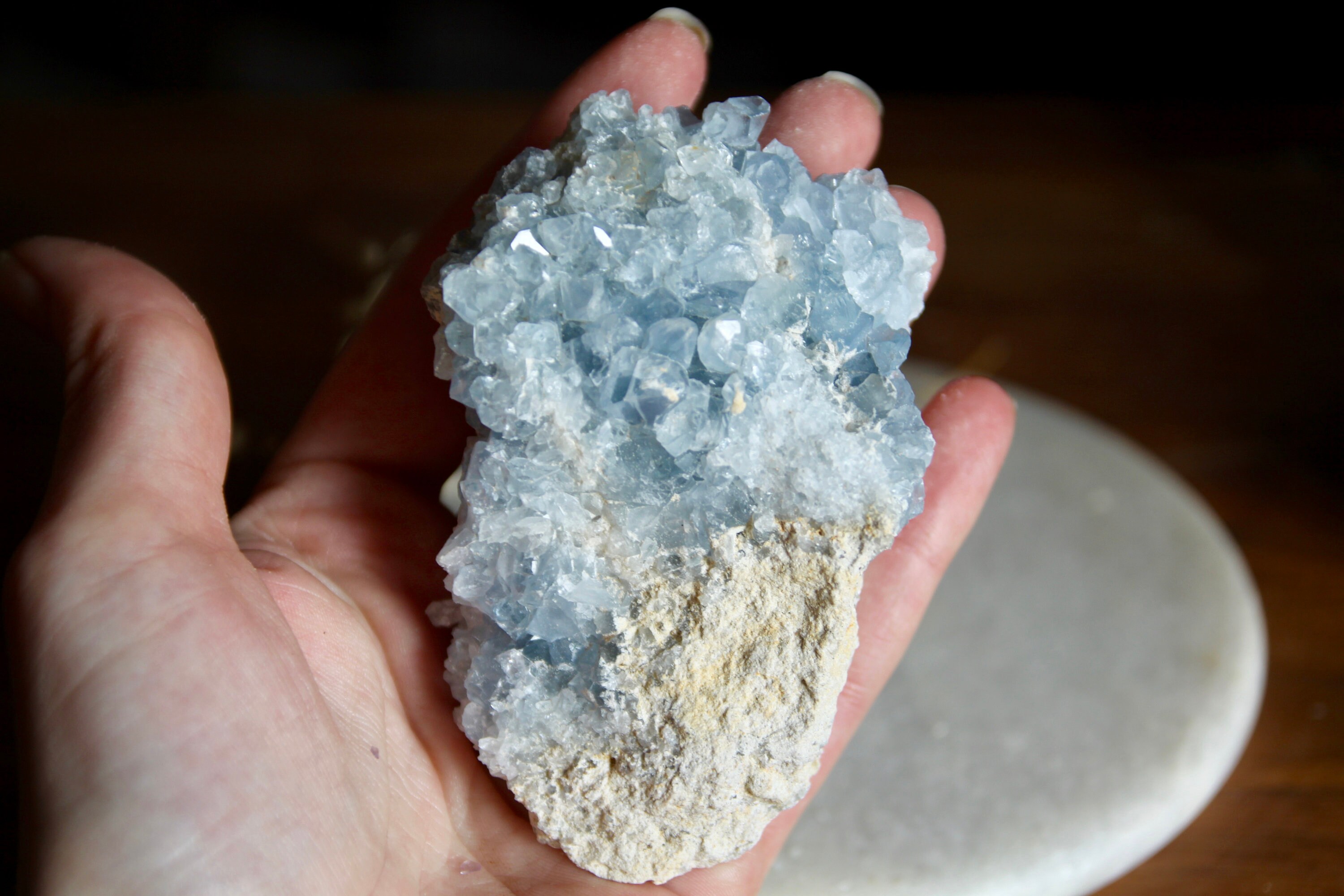 Géode Célestite Bleue/Apaisement et Sommeil Calme Célestine