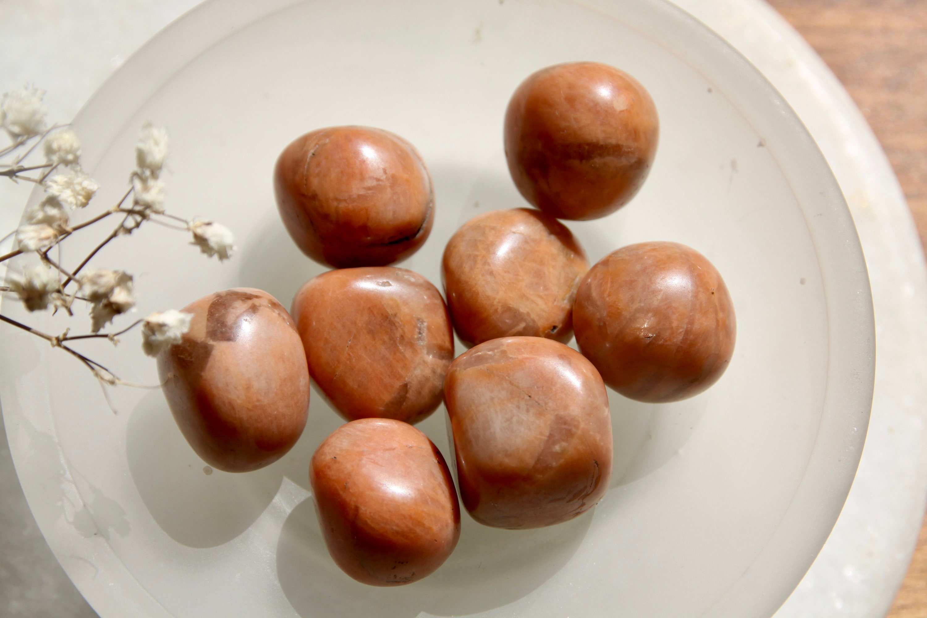 Pierre de Lune Pèche Roulée Qualité Extra - Intuition et Apaisement