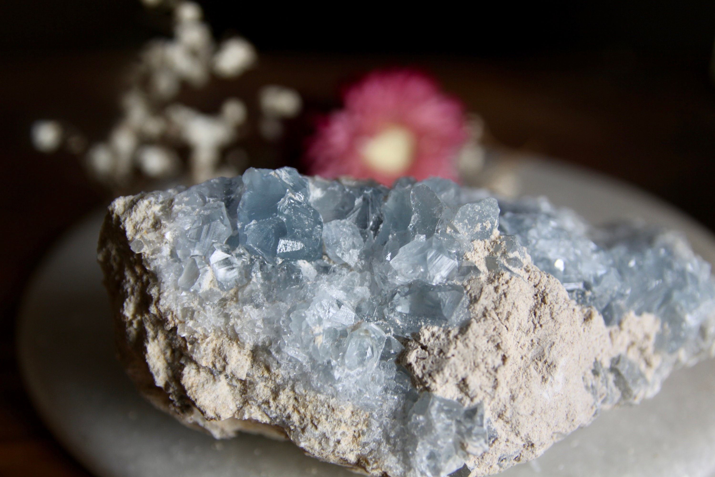 Géode Célestite Bleue/Apaisement et Sommeil Calme Célestine