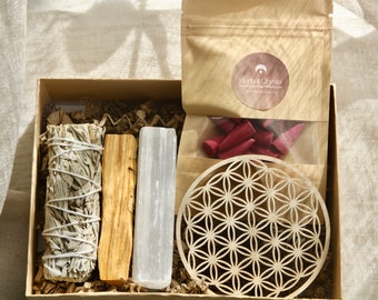 kit purification et rechargement - nettoyage énergétique - purification and cleansing box - sauge blanche palo santo