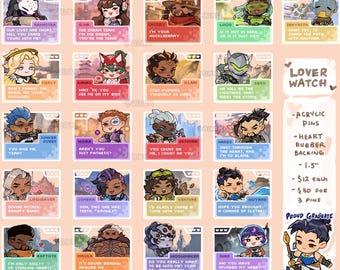 Overwatch Dating Sim acrylic pins