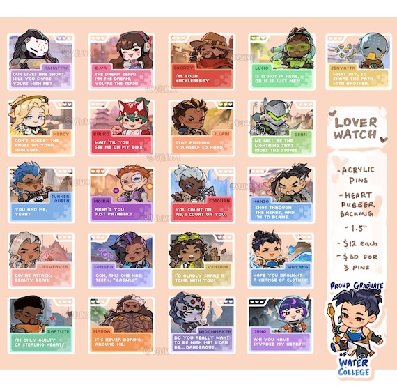 Overwatch Dating Sim acrylic pins