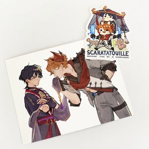 Genshin Impact - Adesivo e cartolina Scaramouche e Tartaglia Childe Chiscara