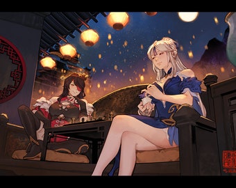 Genshin Impact- Beidou and Ningguang art print