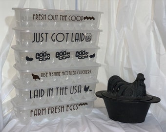 Customizable Plastic Egg Carton with Vinyl Phrases and Sayings 