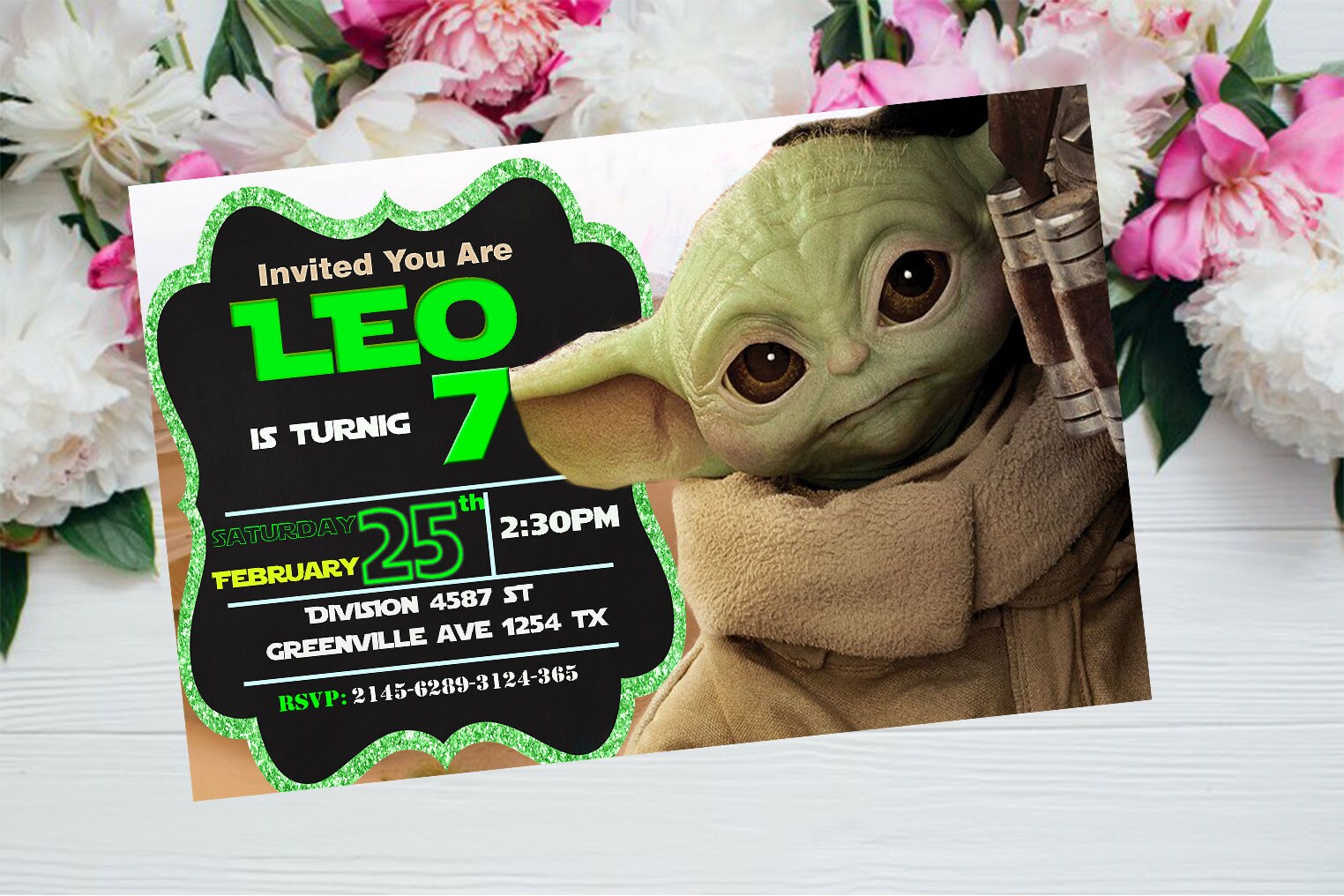 Baby Yoda Invitation Baby Yoda Birthday Invitation Baby Yoda Etsy