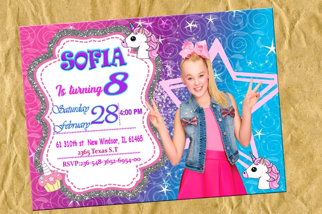 Jojo Siwa Invitation-jojos Siwa Birthday Invitation Jojo Siwa - Etsy