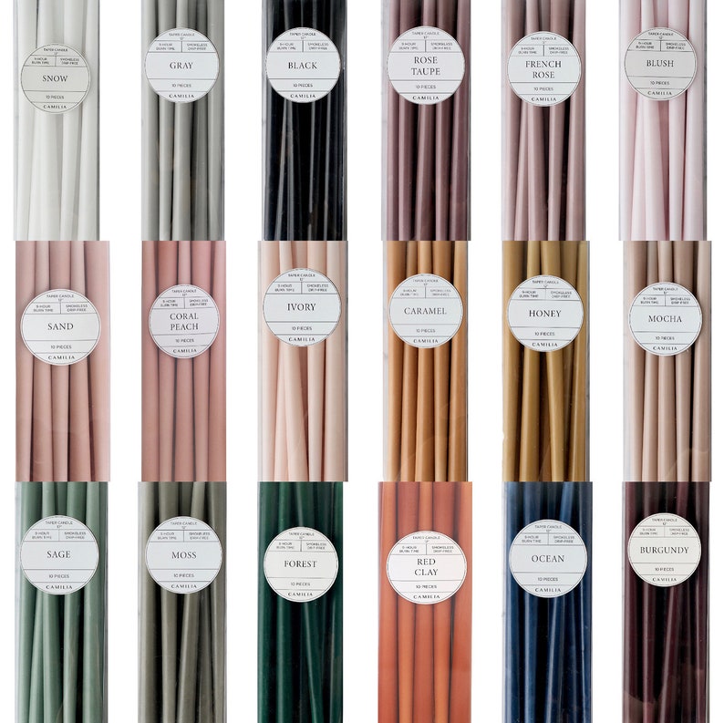 10 taper candles / pack 12'' dripless smokeless Etsy