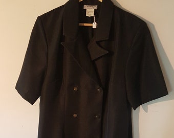 Vintage Henriques Double Breasted Black Blazer Dress Size XL