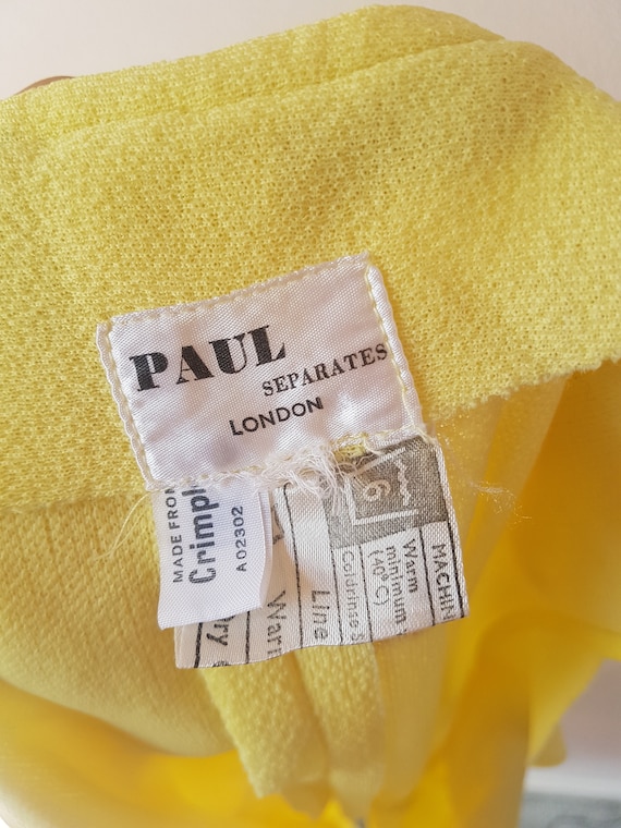 Vintage 1960/70s PAUL London Lemon Yellow Crimple… - image 5
