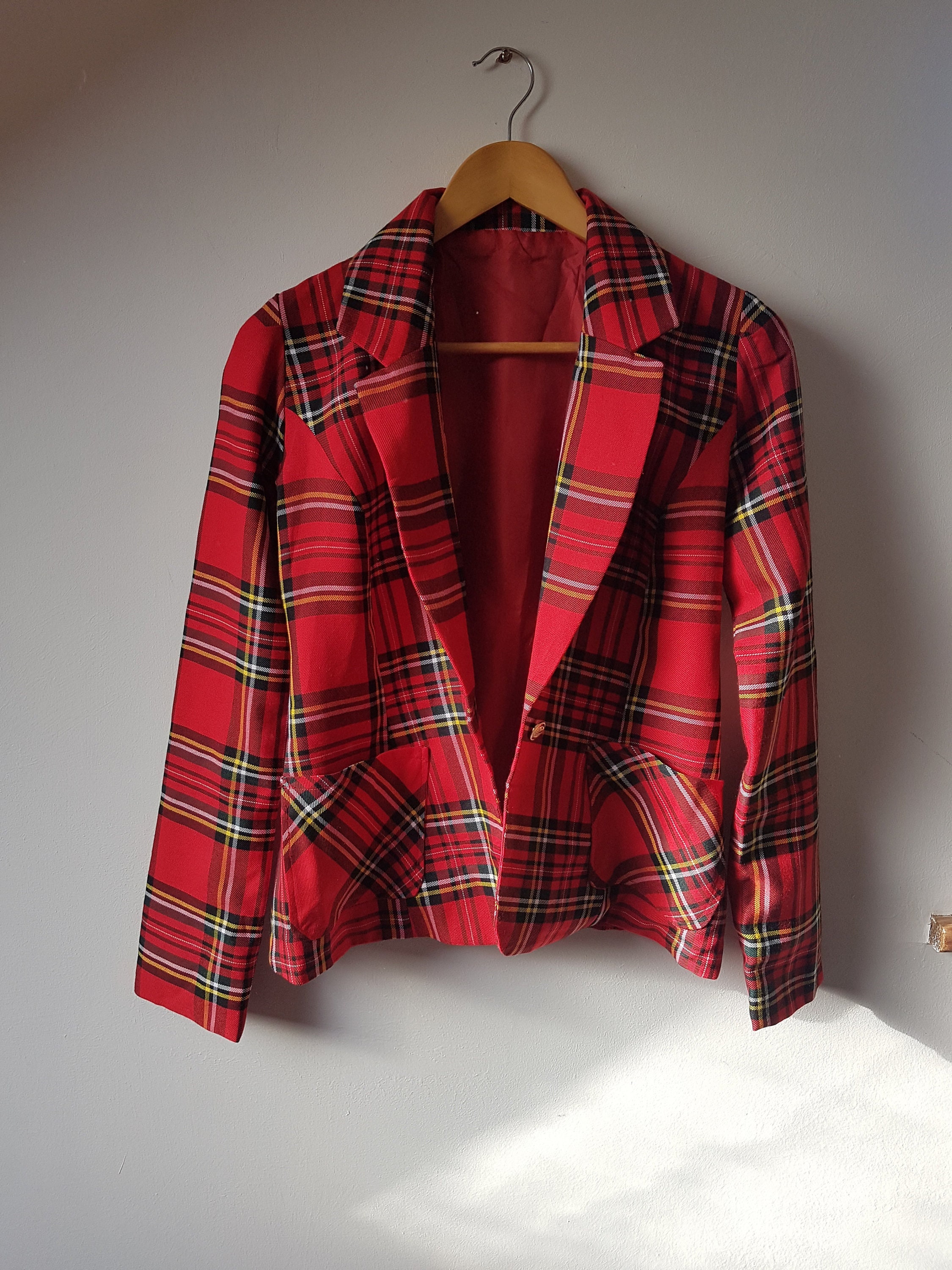 Red Tartan Blazer - Etsy