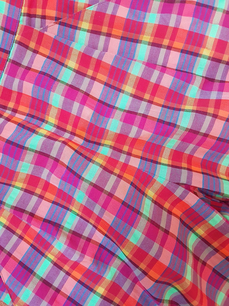 Vintage Galleria Multi Check Rainbow Baggy Puff Leg Pedal Pushers Size 10