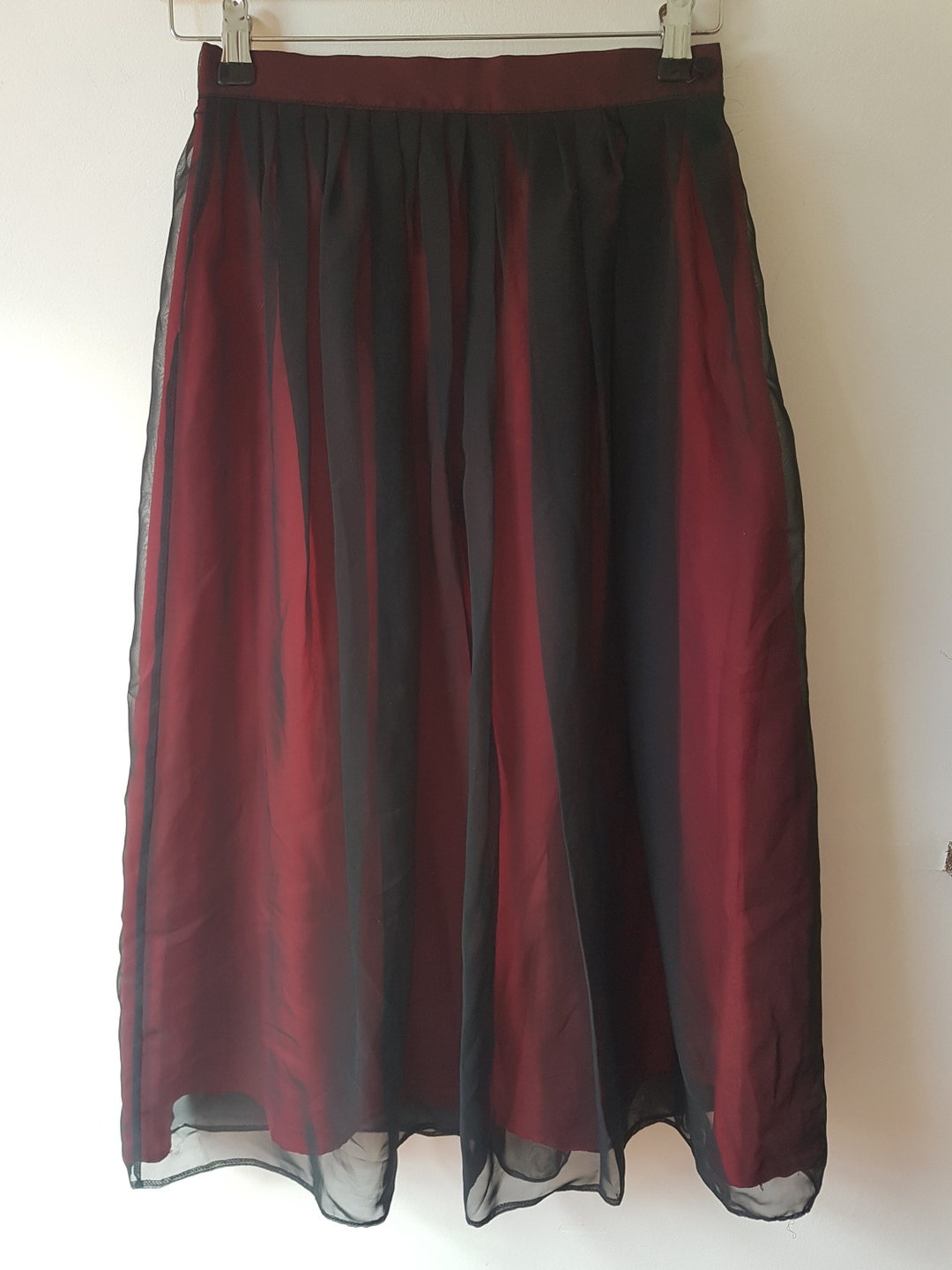 Vintage 1980/90s Yessica Red & Black Layered Chiffon Skirt - Etsy