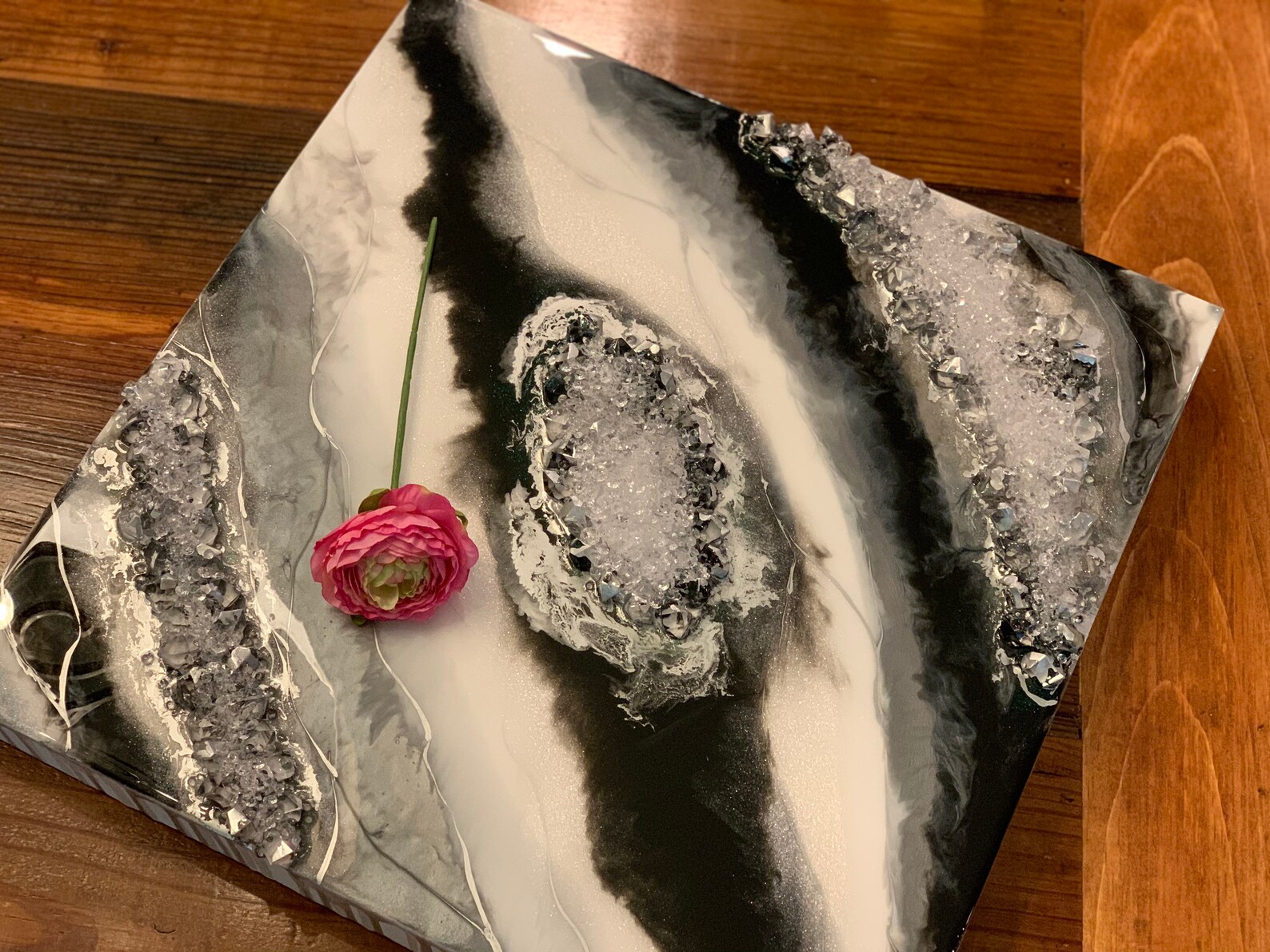 Silver Resin Geode/ Resin Wall Art/Grey Home Decor/18 inch x Etsy