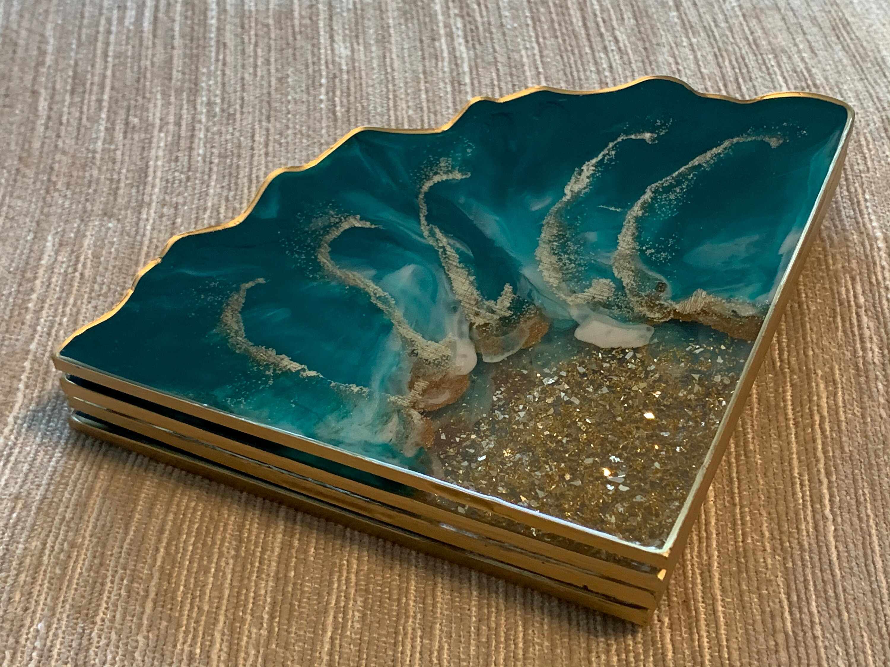 Custom Geode Inspired Coasters Set of 4 Your Colors Resin Etsy