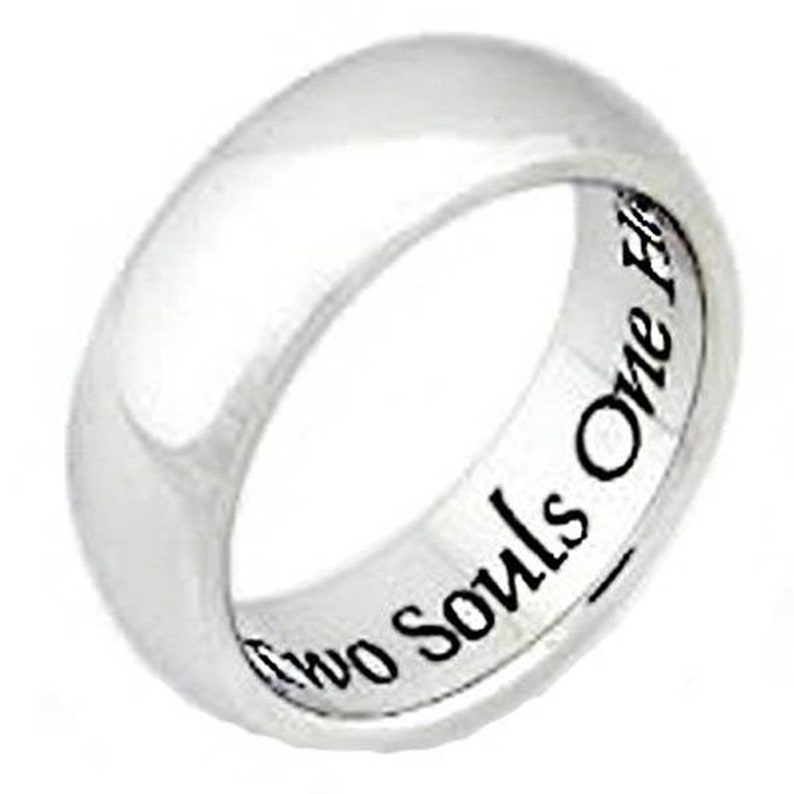 His and Hers Wedding Band 7mm Stainless Steel Men Women Wedding Rings Size 6 to 14 Two Souls One Heart Couples Ring Set