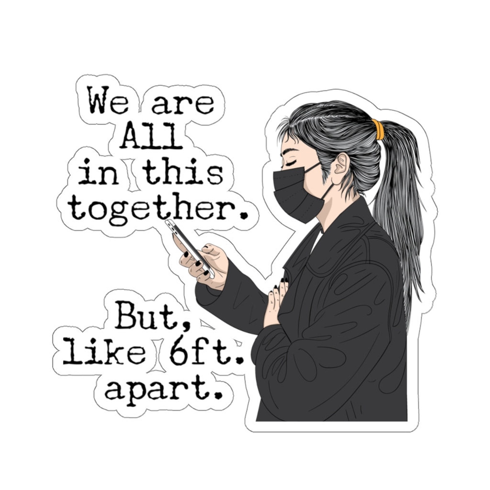 6 Feet Apart Social Distancing Sticker or Decal Etsy