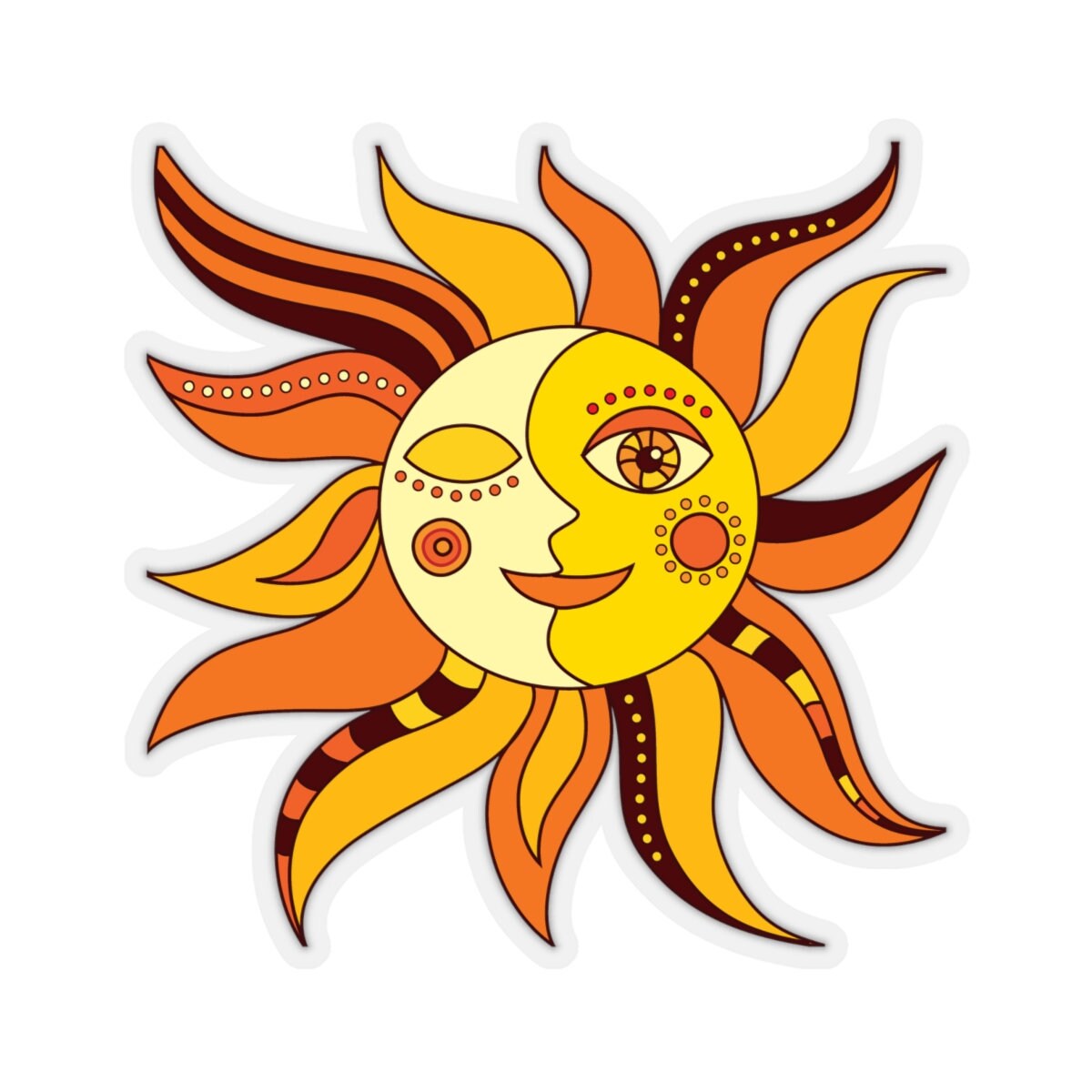 Sun and Moon Celestial Sun Sticker Decal From Zen Funky Says - Etsy