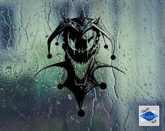 Vinyl Sticker Purple and Blue Fun and Evil Clown Frightening